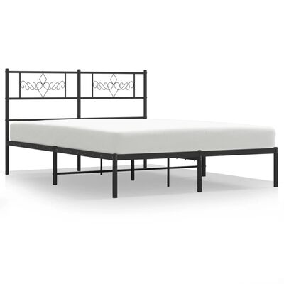 vidaXL Cadre de lit métal sans matelas avec tête de lit noir 150x200cm