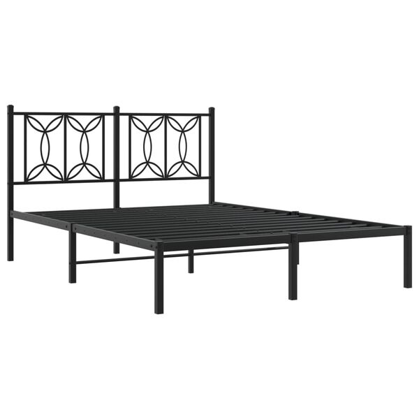 vidaXL Cadre de lit m&eacute;tal sans matelas avec t&ecirc;te de lit noir 135x190cm