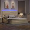 vidaXL Lit avec rangement et LED avec LED Cr&egrave;me 160 x 200 cm Polyester