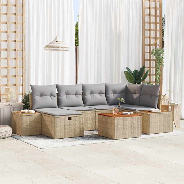 vidaXL Ensemble de canap&eacute; de jardin 7 pcs Beige 55 x 62 x 69 cm