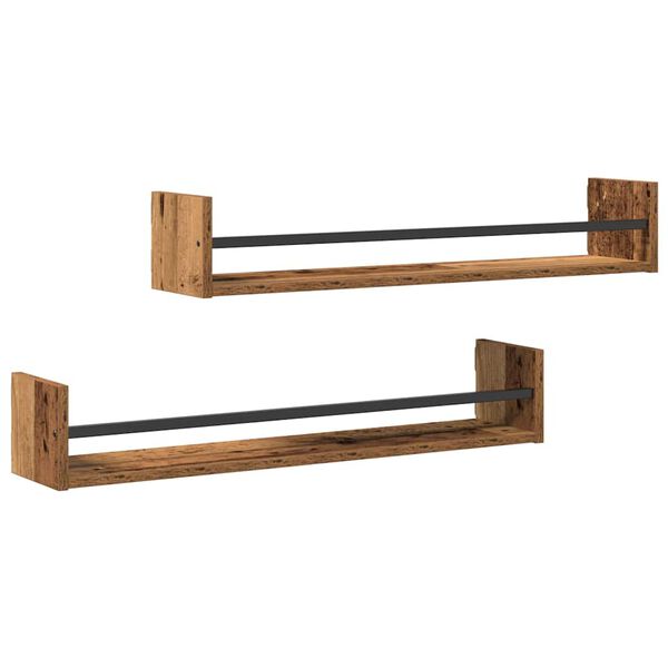 vidaXL &Eacute;tag&egrave;re Murale Montage mural 2 pcs Bois ancien 80 x 16 x 14 cm