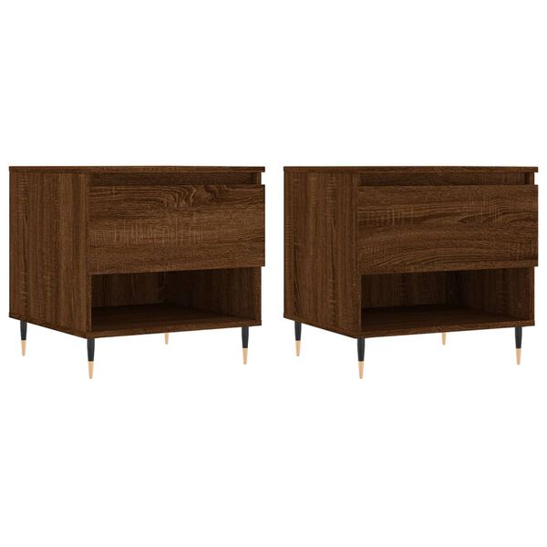 vidaXL Tables basses 2 pcs ch&ecirc;ne marron 50x46x50 cm bois d'ing&eacute;nierie