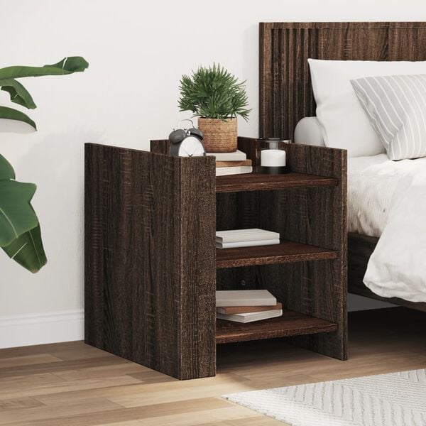vidaXL Table de chevet ch&ecirc;ne marron 45x50x50 cm bois d&rsquo;ing&eacute;nierie