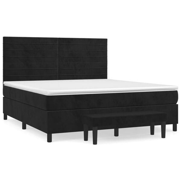 vidaXL Sommier &agrave; lattes de lit avec matelas Noir 180x200 cm Velours