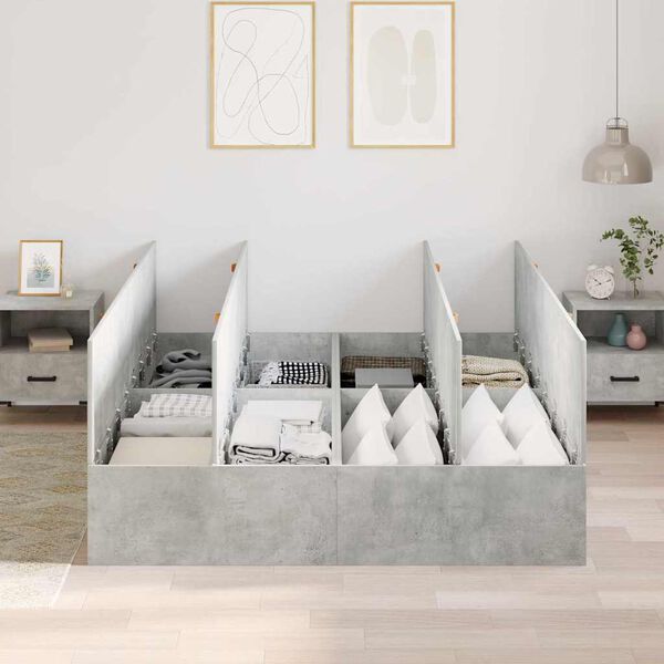 vidaXL Cadre de lit avec rangement Gris b&eacute;ton 160 x 200 cm