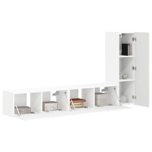 vidaXL Ensemble meuble TV Montage mural 3 pcs Blanc Bois d'ing&eacute;nierie