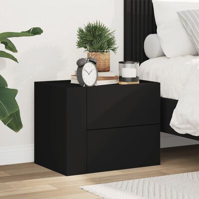 vidaXL Table de chevet murale noir 45x30x35 cm