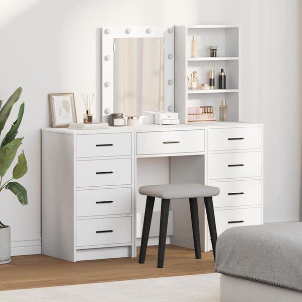 vidaXL Table de Toilette avec tiroir 3 pcs Blanc 40 x 41 x 135 cm