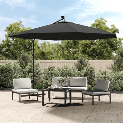 vidaXL Parasol de jardin en porte-à-faux et lumières LED mât en métal