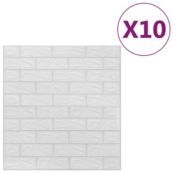 vidaXL Papier peint 3D autoadhésif Briques 10 pcs Blanc