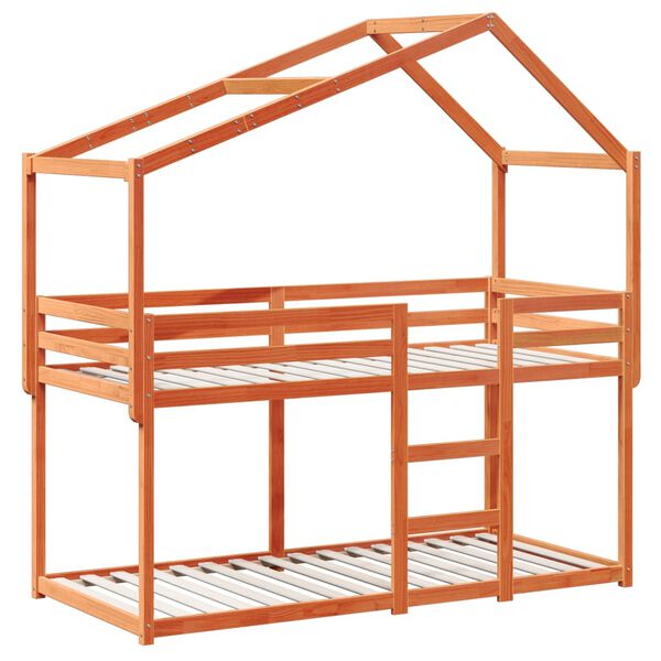 vidaXL Lit superpos&eacute; sans matelas cire marron 90x200 cm pin massif