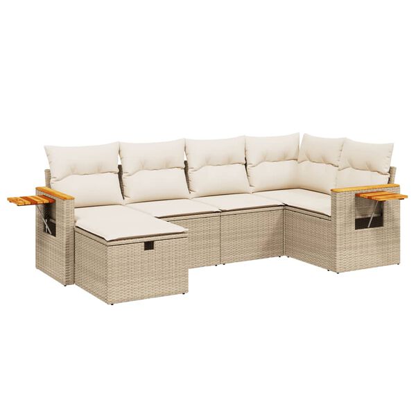 vidaXL Salon de jardin avec coussins 6 pcs beige r&eacute;sine tress&eacute;e