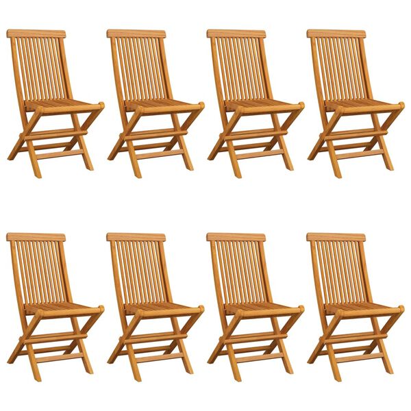 vidaXL Chaises de jardin avec coussins bordeaux lot de 8 Teck massif