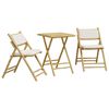 vidaXL Ensemble de bistro pliante 3 pcs et coussins blanc cr&egrave;me bambou