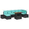 vidaXL Ensemble de canap&eacute; de jardin 8 pc Noir et Sarcelle