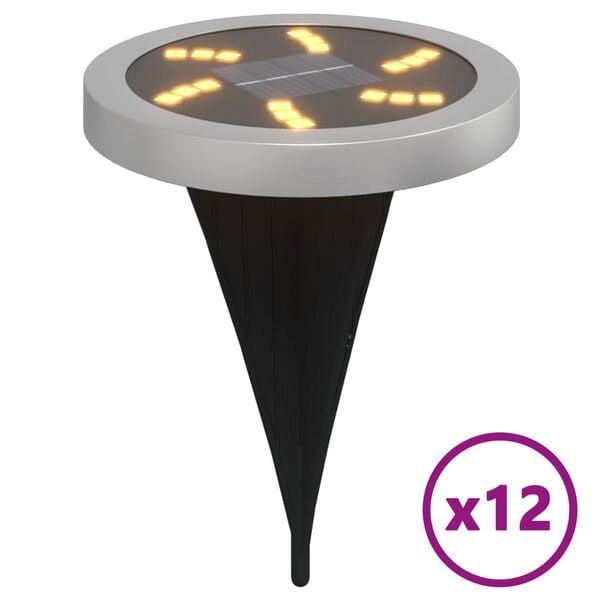 vidaXL Lampes solaires de sol et piquets de sol ext&eacute;rieur 12 pcs