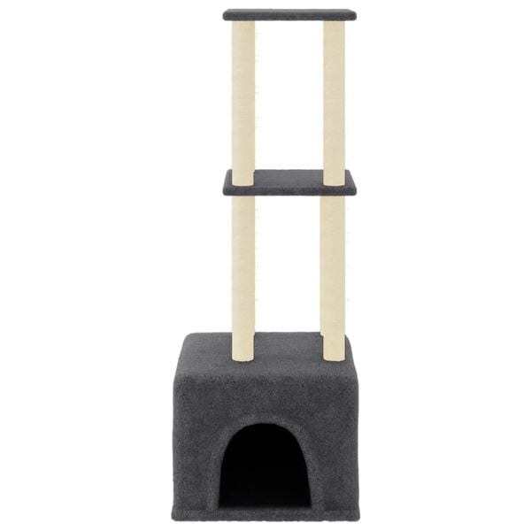 vidaXL Arbre à chat avec griffoirs en sisal Gris foncé 133,5 cm
