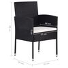 vidaXL Ensemble &agrave; manger de jardin 3 pcs Noir
