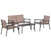 vidaXL Ensemble de salle &agrave; manger pour jardin 4 pc Marron polyrotin
