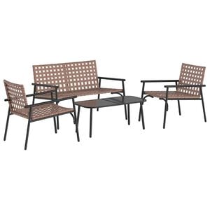 vidaXL Ensemble de salle &agrave; manger pour jardin 4 pc Marron polyrotin