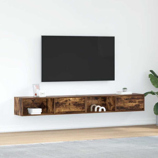 vidaXL Meubles TV 2 pcs ch&ecirc;ne fum&eacute; 100x31x25,5 cm bois d'ing&eacute;nierie