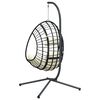 vidaXL Chaise suspendue en forme d'&oelig;uf et support beige rotin et acier