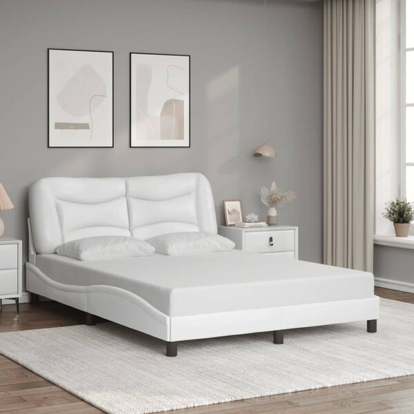vidaXL Cadre de lit avec LED sans matelas Hvar blanc 140x190 cm