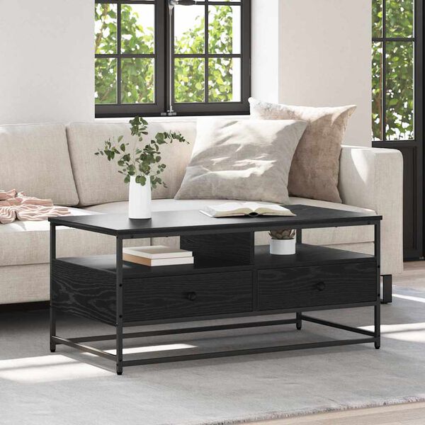 vidaXL Table basse Ch&ecirc;ne noir 100 x 51 x 45 cm Bois d'ing&eacute;nierie