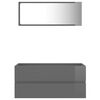 vidaXL Ensemble de meubles de bain 2 pcs Gris brillant Agglom&eacute;r&eacute;