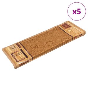vidaXL Tapis d'escalier autoadh&eacute;sifs 5 pcs 65x21x4 cm Beige