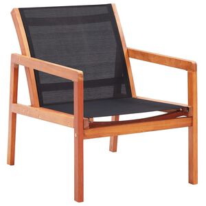 vidaXL Chaise de jardin Noir Bois d'eucalyptus solide et textil&egrave;ne