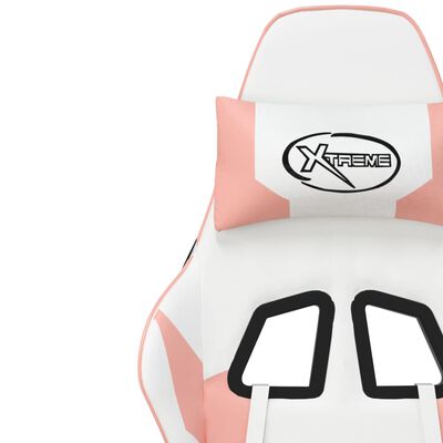vidaXL Chaise de jeu de massage avec repose-pied Blanc rose Similicuir
