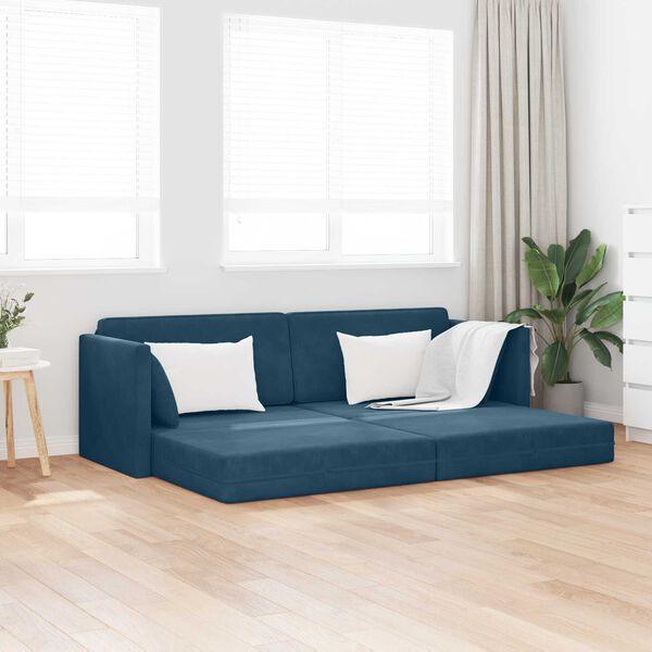 vidaXL Canap&eacute;-lit au sol 200cm Bleu Velours