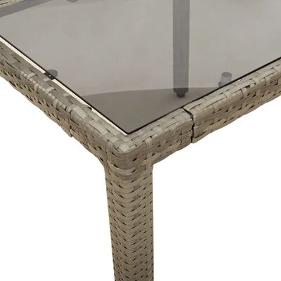 vidaXL Table de jardin dessus en verre Gris 90x90x75 cm Résine tressée