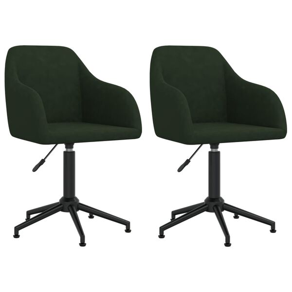 vidaXL Chaises pivotantes &agrave; manger lot de 2 vert fonc&eacute; velours
