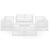 vidaXL Salon de jardin 9 pcs Blanc Bois de pin massif