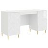 vidaXL Bureau Blanc brillant 142,5 x 50 x 75 cm Bois d'ing&eacute;nierie