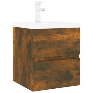 vidaXL Meuble lavabo avec bassin int&eacute;gr&eacute; Ch&ecirc;ne fum&eacute; Bois d'ing&eacute;nierie