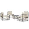 vidaXL Salon de jardin 5 pcs avec coussins anthracite r&eacute;sine tress&eacute;e