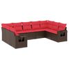 vidaXL Ensemble de canap&eacute; de jardin 9 pcs avec coussins marron r&eacute;sine tress&eacute;e