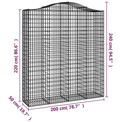 vidaXL Paniers à gabions arqués 12 pcs 200x50x220/240 cm Fer galvanisé