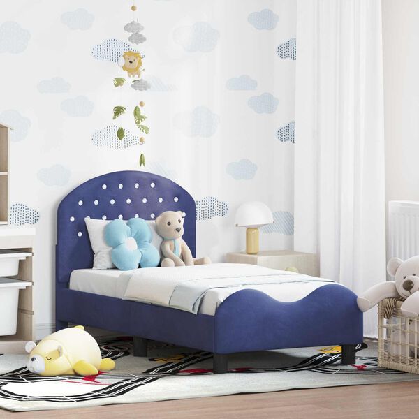 vidaXL Cadre de lit pour tout-petit avec t&ecirc;te de lit Bleu police