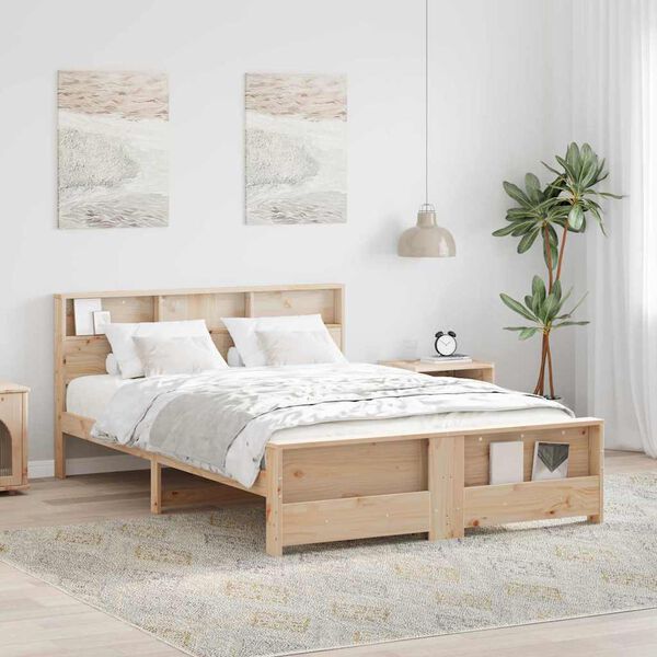 vidaXL Cadre de lit Marron 140 x 200 cm Bois d'ing&eacute;nierie