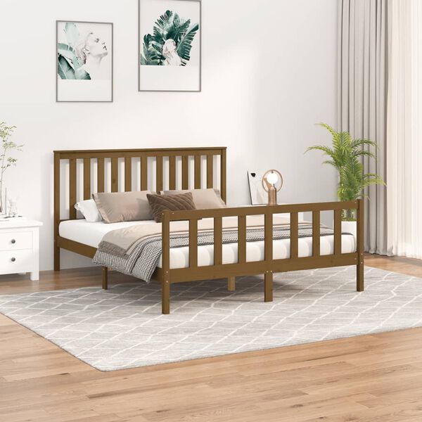 vidaXL Cadre de lit sans matelas marron bois massif