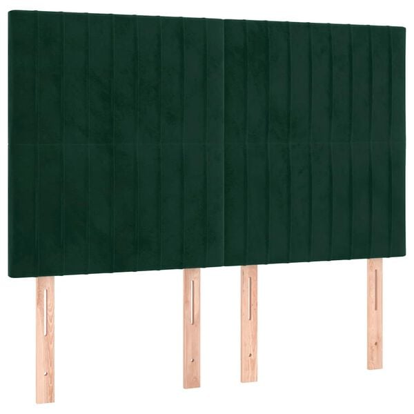 vidaXL T&ecirc;te de lit Vert fonc&eacute; 144 x 5 x 118/128 cm Velours