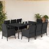 vidaXL Ensemble &agrave; manger de jardin 9pcs coussins noir r&eacute;sine tress&eacute;e