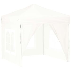 vidaXL Tente de r&eacute;ception pliable avec parois Blanc 2x2 m