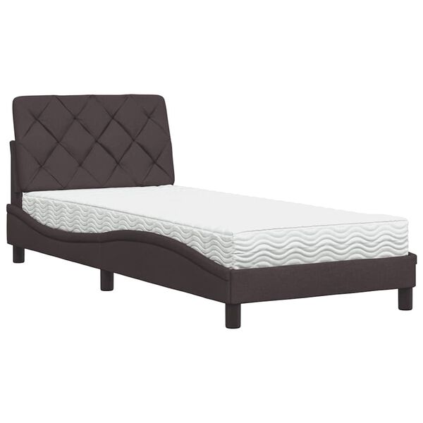 vidaXL Lit avec matelas marron fonc&eacute; 80x200 cm tissu
