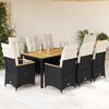 vidaXL Ensemble &agrave; manger de jardin 9pcs coussins noir r&eacute;sine tress&eacute;e