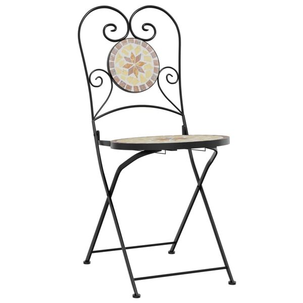 vidaXL Chaises de bistro pliables lot de 2 terre cuite blanc céramique